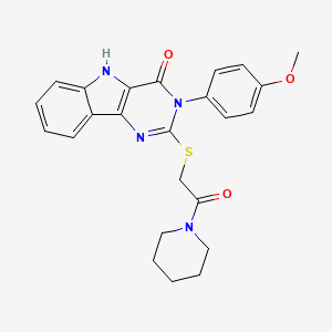 molecular formula C24H24N4O3S B2476753 3-(4-methoxyphenyl)-2-(2-oxo-2-piperidin-1-ylethyl)sulfanyl-5H-pyrimido[5,4-b]indol-4-one CAS No. 536707-19-4