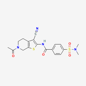 molecular formula C19H20N4O4S2 B2476758 N-(6-acetyl-3-cyano-4,5,6,7-tetrahydrothieno[2,3-c]pyridin-2-yl)-4-(N,N-dimethylsulfamoyl)benzamide CAS No. 850903-37-6