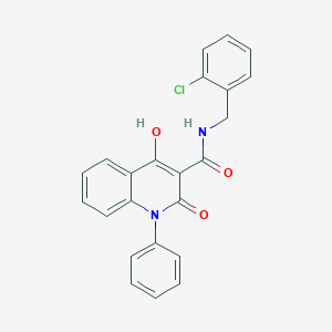 molecular formula C23H17ClN2O3 B2476760 N-[(2-chlorophenyl)methyl]-4-hydroxy-2-oxo-1-phenyl-1,2-dihydroquinoline-3-carboxamide CAS No. 1040645-74-6
