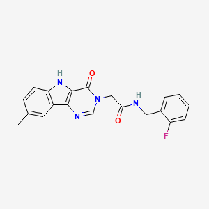molecular formula C20H17FN4O2 B2476764 N-[(2-fluorophenyl)methyl]-2-{8-methyl-4-oxo-3H,4H,5H-pyrimido[5,4-b]indol-3-yl}acetamide CAS No. 1105213-74-8