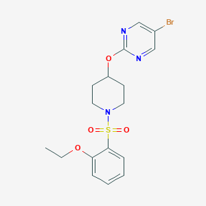 molecular formula C17H20BrN3O4S B2476780 5-Bromo-2-{[1-(2-ethoxybenzenesulfonyl)piperidin-4-yl]oxy}pyrimidine CAS No. 2380190-88-3