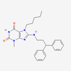 molecular formula C26H31N5O2 B2476793 8-(3,3-Diphenylpropylamino)-3-methyl-7-pentylpurine-2,6-dione CAS No. 585562-37-4