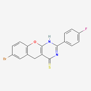 molecular formula C17H10BrFN2OS B2476805 7-bromo-2-(4-fluorophenyl)-3H,4H,5H-chromeno[2,3-d]pyrimidine-4-thione CAS No. 872197-68-7