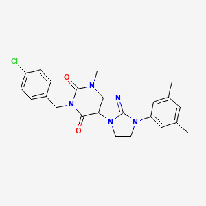 molecular formula C23H22ClN5O2 B2476808 3-[(4-chlorophenyl)methyl]-8-(3,5-dimethylphenyl)-1-methyl-1H,2H,3H,4H,6H,7H,8H-imidazo[1,2-g]purine-2,4-dione CAS No. 872843-23-7