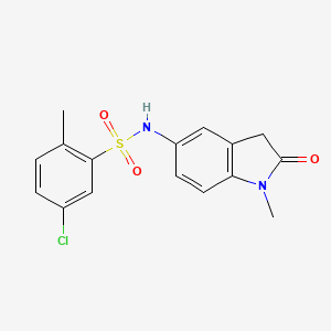 molecular formula C16H15ClN2O3S B2476810 5-chloro-2-methyl-N-(1-methyl-2-oxoindolin-5-yl)benzenesulfonamide CAS No. 921787-79-3