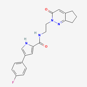 molecular formula C20H19FN4O2 B2476812 4-(4-fluorophenyl)-N-(2-(3-oxo-3,5,6,7-tetrahydro-2H-cyclopenta[c]pyridazin-2-yl)ethyl)-1H-pyrrole-2-carboxamide CAS No. 2034226-82-7