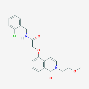 molecular formula C21H21ClN2O4 B2476869 N-[(2-chlorophenyl)methyl]-2-{[2-(2-methoxyethyl)-1-oxo-1,2-dihydroisoquinolin-5-yl]oxy}acetamide CAS No. 898431-34-0