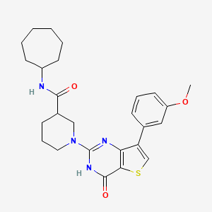 N-cycloheptyl-1-[7-(3-methoxyphenyl)-4-oxo-3,4-dihydrothieno[3,2-d]pyrimidin-2-yl]piperidine-3-carboxamide
