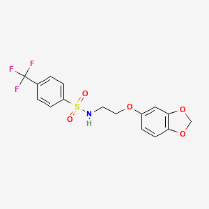 molecular formula C16H14F3NO5S B2476899 N-(2-(benzo[d][1,3]dioxol-5-yloxy)ethyl)-4-(trifluoromethyl)benzenesulfonamide CAS No. 1105234-62-5