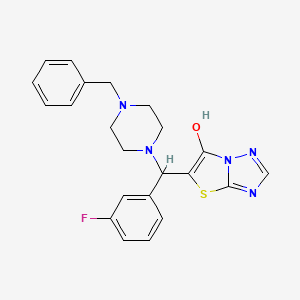 molecular formula C22H22FN5OS B2476910 5-((4-Benzylpiperazin-1-yl)(3-fluorophenyl)methyl)thiazolo[3,2-b][1,2,4]triazol-6-ol CAS No. 868220-04-6