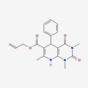 molecular formula C20H21N3O4 B2476916 Prop-2-enyl 1,3,7-trimethyl-2,4-dioxo-5-phenyl-5,8-dihydropyrido[2,3-d]pyrimidine-6-carboxylate CAS No. 622359-57-3