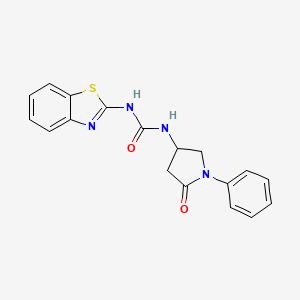 molecular formula C18H16N4O2S B2476938 1-(Benzo[d]thiazol-2-yl)-3-(5-oxo-1-phenylpyrrolidin-3-yl)urea CAS No. 894009-92-8