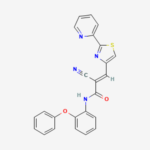 molecular formula C24H16N4O2S B2476942 (E)-2-cyano-N-(2-phenoxyphenyl)-3-(2-pyridin-2-yl-1,3-thiazol-4-yl)prop-2-enamide CAS No. 1181471-05-5