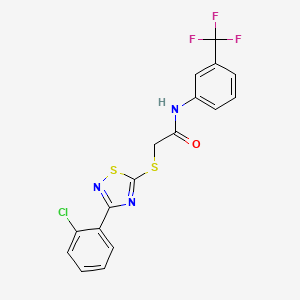 molecular formula C17H11ClF3N3OS2 B2476945 2-[[3-(2-chlorophenyl)-1,2,4-thiadiazol-5-yl]sulfanyl]-N-[3-(trifluoromethyl)phenyl]acetamide CAS No. 864919-35-7