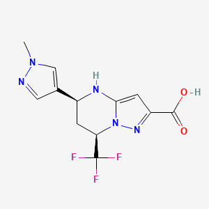 molecular formula C12H12F3N5O2 B2476979 (5S,7R)-5-(1-Methylpyrazol-4-yl)-7-(trifluoromethyl)-4,5,6,7-tetrahydropyrazolo[1,5-a]pyrimidine-2-carboxylic acid CAS No. 2126143-88-0