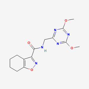 molecular formula C14H17N5O4 B2476985 N-[(4,6-dimethoxy-1,3,5-triazin-2-yl)methyl]-4,5,6,7-tetrahydro-1,2-benzoxazole-3-carboxamide CAS No. 2034522-33-1