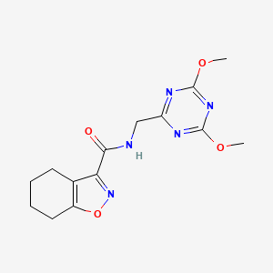 molecular formula C14H17N5O4 B2476985 N-((4,6-dimethoxy-1,3,5-triazin-2-yl)methyl)-4,5,6,7-tetrahydrobenzo[d]isoxazole-3-carboxamide CAS No. 2034522-33-1