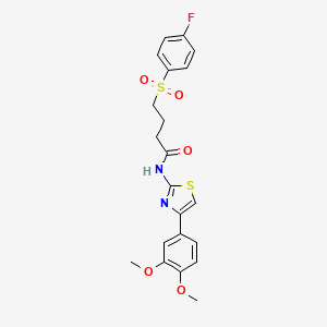 molecular formula C21H21FN2O5S2 B2476987 N-(4-(3,4-dimethoxyphenyl)thiazol-2-yl)-4-((4-fluorophenyl)sulfonyl)butanamide CAS No. 922855-76-3
