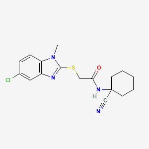 molecular formula C17H19ClN4OS B2476993 2-(5-chloro-1-methylbenzimidazol-2-yl)sulfanyl-N-(1-cyanocyclohexyl)acetamide CAS No. 1222969-82-5