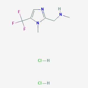 molecular formula C7H12Cl2F3N3 B2477007 N-Methyl-1-(1-methyl-5-(trifluoromethyl)-1H-imidazol-2-yl)methanamine dihydrochloride CAS No. 2230804-19-8
