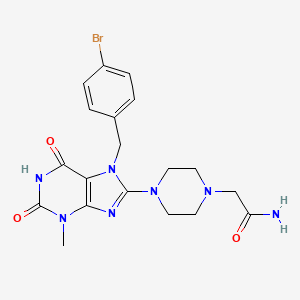 molecular formula C19H22BrN7O3 B2477015 2-(4-(7-(4-溴苄基)-3-甲基-2,6-二氧代-2,3,6,7-四氢-1H-嘌呤-8-基)哌嗪-1-基)乙酰胺 CAS No. 898464-31-8