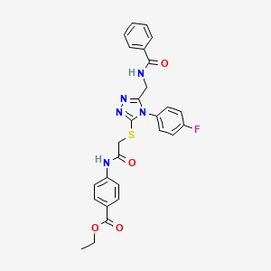 Ethyl 4-[[2-[[5-(benzamidomethyl)-4-(4-fluorophenyl)-1,2,4-triazol-3-yl]sulfanyl]acetyl]amino]benzoate