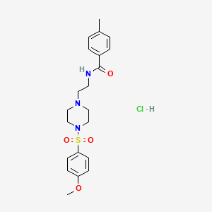 molecular formula C21H28ClN3O4S B2477035 N-(2-(4-((4-methoxyphenyl)sulfonyl)piperazin-1-yl)ethyl)-4-methylbenzamide hydrochloride CAS No. 1189682-76-5