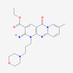 molecular formula C22H27N5O4 B2477039 ethyl 6-imino-13-methyl-7-(3-morpholin-4-ylpropyl)-2-oxo-1,7,9-triazatricyclo[8.4.0.03,8]tetradeca-3(8),4,9,11,13-pentaene-5-carboxylate CAS No. 501106-01-0