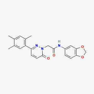 molecular formula C22H21N3O4 B2477049 N-(2H-1,3-benzodioxol-5-yl)-2-[6-oxo-3-(2,4,5-trimethylphenyl)-1,6-dihydropyridazin-1-yl]acetamide CAS No. 899968-41-3