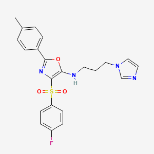 4-[(4-fluorophenyl)sulfonyl]-N-[3-(1H-imidazol-1-yl)propyl]-2-(4-methylphenyl)-1,3-oxazol-5-amine