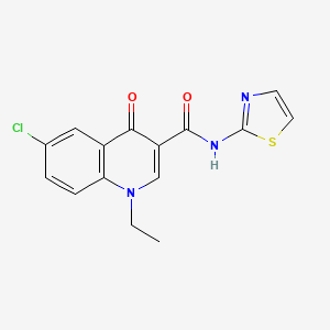 molecular formula C15H12ClN3O2S B2477052 6-chloro-1-ethyl-4-oxo-N-(1,3-thiazol-2-yl)quinoline-3-carboxamide CAS No. 1018056-71-7