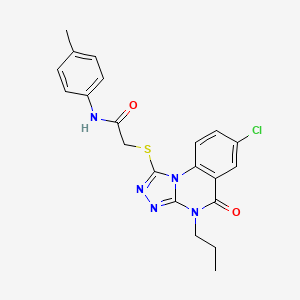 B2477055 2-((7-chloro-5-oxo-4-propyl-4,5-dihydro-[1,2,4]triazolo[4,3-a]quinazolin-1-yl)thio)-N-(p-tolyl)acetamide CAS No. 1111151-50-8