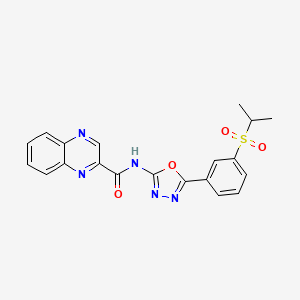 molecular formula C20H17N5O4S B2477060 N-(5-(3-(isopropylsulfonyl)phenyl)-1,3,4-oxadiazol-2-yl)quinoxaline-2-carboxamide CAS No. 1203270-86-3