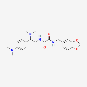 molecular formula C22H28N4O4 B2477062 N1-(benzo[d][1,3]dioxol-5-ylmethyl)-N2-(2-(dimethylamino)-2-(4-(dimethylamino)phenyl)ethyl)oxalamide CAS No. 923064-75-9