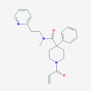 molecular formula C23H27N3O2 B2477064 N-Methyl-4-phenyl-1-prop-2-enoyl-N-(2-pyridin-2-ylethyl)piperidine-4-carboxamide CAS No. 2201627-94-1