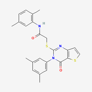 molecular formula C24H23N3O2S2 B2477067 N-(2,5-dimethylphenyl)-2-{[3-(3,5-dimethylphenyl)-4-oxo-3,4-dihydrothieno[3,2-d]pyrimidin-2-yl]sulfanyl}acetamide CAS No. 1260924-57-9