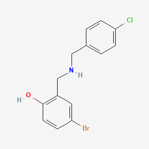molecular formula C14H13BrClNO B2477071 4-Bromo-2-{[(4-chlorobenzyl)amino]methyl}phenol CAS No. 1538798-16-1
