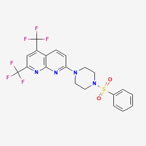 7-[4-(Benzenesulfonyl)piperazin-1-yl]-2,4-bis(trifluoromethyl)-1,8-naphthyridine