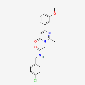 molecular formula C21H20ClN3O3 B2477085 N-[(4-chlorophenyl)methyl]-2-[4-(3-methoxyphenyl)-2-methyl-6-oxo-1,6-dihydropyrimidin-1-yl]acetamide CAS No. 2320537-79-7