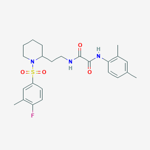molecular formula C24H30FN3O4S B2477108 N'-(2,4-dimethylphenyl)-N-{2-[1-(4-fluoro-3-methylbenzenesulfonyl)piperidin-2-yl]ethyl}ethanediamide CAS No. 898406-95-6