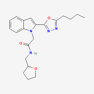 2-(2-(5-butyl-1,3,4-oxadiazol-2-yl)-1H-indol-1-yl)-N-((tetrahydrofuran-2-yl)methyl)acetamide