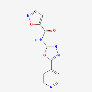 molecular formula C11H7N5O3 B2477127 N-(5-(pyridin-4-yl)-1,3,4-oxadiazol-2-yl)isoxazole-5-carboxamide CAS No. 919753-43-8