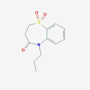 molecular formula C12H15NO3S B2477128 5-propyl-2,3-dihydrobenzo[b][1,4]thiazepin-4(5H)-one 1,1-dioxide CAS No. 863451-45-0