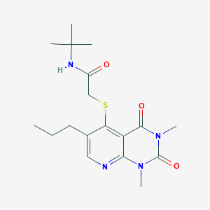 molecular formula C18H26N4O3S B2477133 N-TERT-BUTYL-2-({1,3-DIMETHYL-2,4-DIOXO-6-PROPYL-1H,2H,3H,4H-PYRIDO[2,3-D]PYRIMIDIN-5-YL}SULFANYL)ACETAMIDE CAS No. 946278-22-4