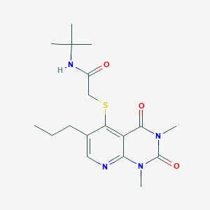 molecular formula C18H26N4O3S B2477133 N-tert-butyl-2-(1,3-dimethyl-2,4-dioxo-6-propylpyrido[2,3-d]pyrimidin-5-yl)sulfanylacetamide CAS No. 946278-22-4
