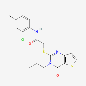 molecular formula C18H18ClN3O2S2 B2477136 N-(2-chloro-4-methylphenyl)-2-({4-oxo-3-propyl-3H,4H-thieno[3,2-d]pyrimidin-2-yl}sulfanyl)acetamide CAS No. 1252822-31-3