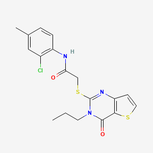 molecular formula C18H18ClN3O2S2 B2477136 N-(2-chloro-4-methylphenyl)-2-[(4-oxo-3-propyl-3,4-dihydrothieno[3,2-d]pyrimidin-2-yl)sulfanyl]acetamide CAS No. 1252822-31-3