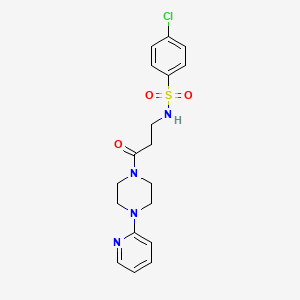 molecular formula C18H21ClN4O3S B2477139 4-Chloro-N-[3-oxo-3-(4-pyridin-2-yl-piperazin-1-yl)-propyl]-benzenesulfonamide CAS No. 838875-97-1