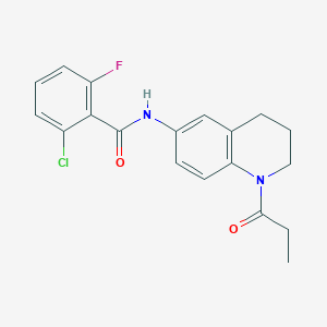 molecular formula C19H18ClFN2O2 B2477143 2-chloro-6-fluoro-N-(1-propionyl-1,2,3,4-tetrahydroquinolin-6-yl)benzamide CAS No. 953999-97-8