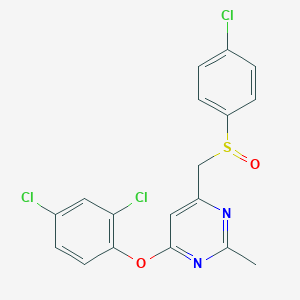 molecular formula C18H13Cl3N2O2S B2477144 4-(((4-氯苯基)亚砜基)甲基)-6-(2,4-二氯苯氧基)-2-甲基嘧啶 CAS No. 338960-36-4